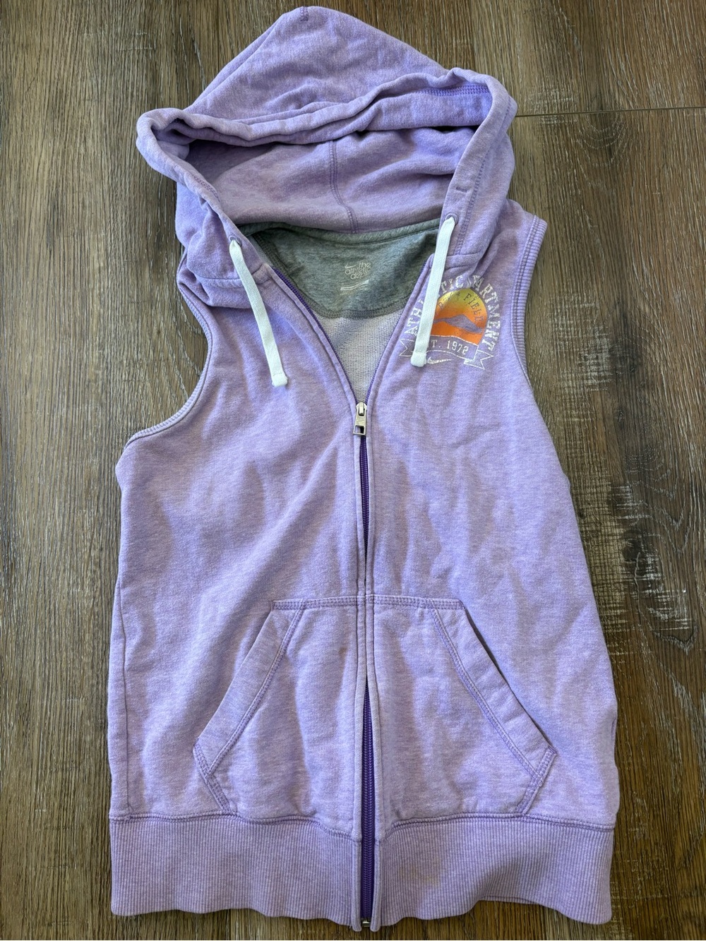 Nike Lavender Sleeveless Zip Hoodie with Hood and Pockets vintage small